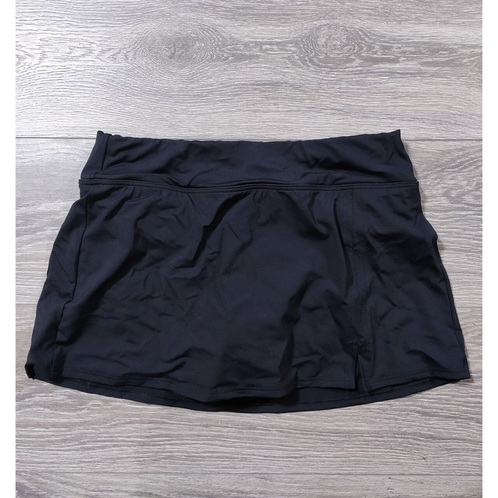 Lands End Swim Skirt Adult 4 Tall Black Solid Bottoms Women